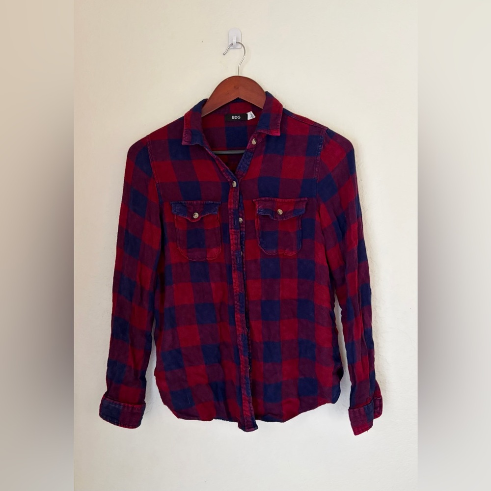 BDG Red and Blue Checkered Shirt